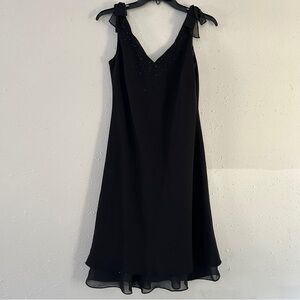 Jones New York Vintage Black Bow Detail Beaded 90s Party Dress Formal Size 6